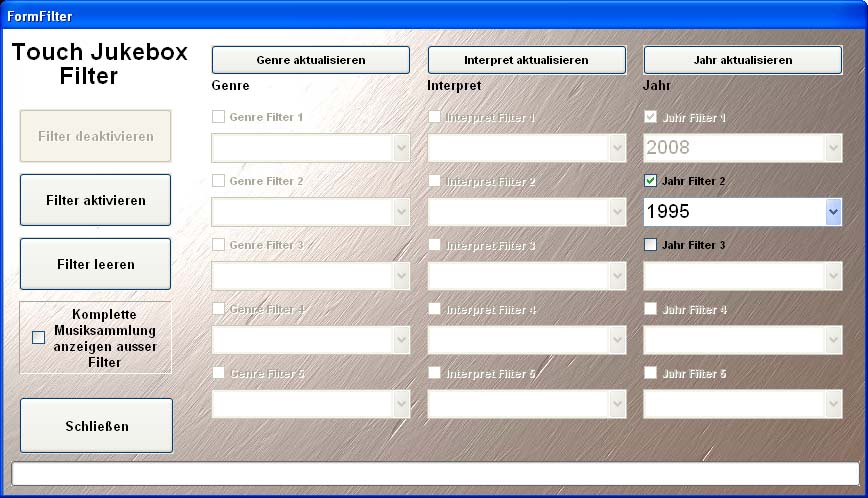 Touch Jukebox Filter